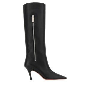 Amina Muaddi Women Black Leather Mona Boots